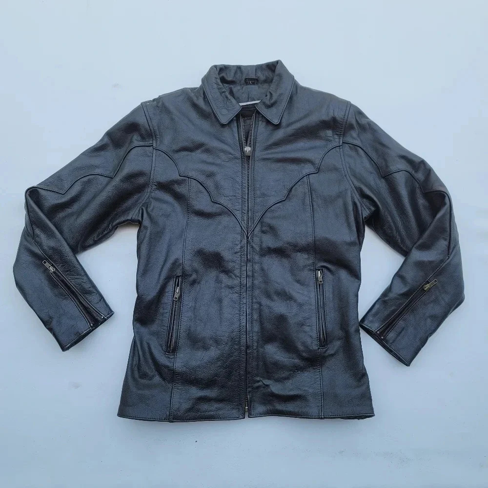 Unik Premium Heavy Black Genuine Leather Jacket Motorcycle Biker Removable Liner